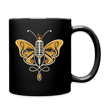 Papillon avec micro – Motif musical - Mug uni - noir - Droite