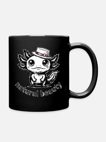 Süßes Axolotl mit Hut – Natural Beauty Pink - Tasse einfarbig - Schwarz