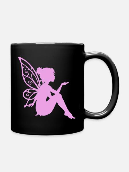 Zarte Feenheldin mit Flügeln - Tasse einfarbig - Schwarz