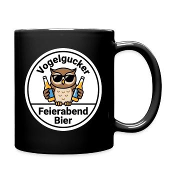 Vogelgucker Feierabend Bier Eule Birder Geschenk - Tasse einfarbig - Schwarz - Rechts