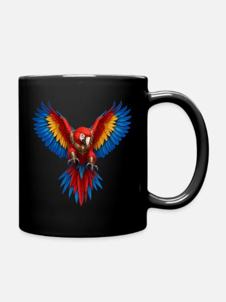 Feuriger Papagei im Goldpanzer - Tasse einfarbig - Schwarz