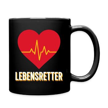 Lebensretter Herzschlag Rettungsdienst Geschenk - Tasse einfarbig - Schwarz - Rechts