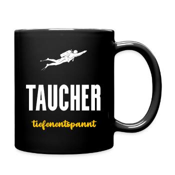 Taucher Geschenk Tiefenentspannt Tauchen - Tasse einfarbig - Schwarz - Rechts