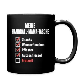 Handball Mama Tasche – Snacks, Pflaster, Freizeit? - Tasse einfarbig - Schwarz - Rechts