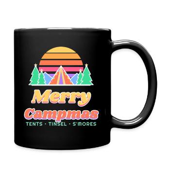 Fröhliche Campmas Retro-Sonnenuntergangs-Weihnachtscamping - Tasse einfarbig - Schwarz - Rechts
