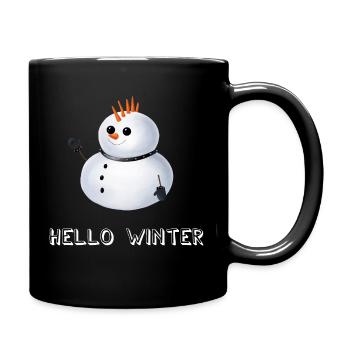 Hello Winter - Punk Schneemann - Tasse einfarbig - Schwarz - Rechts