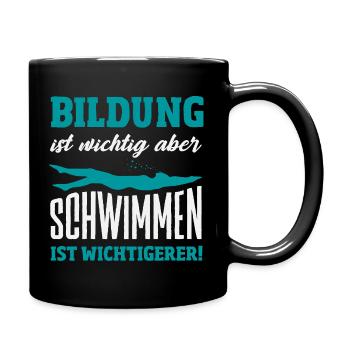Schwimmsport Schwimmer Spruch Geschenk - Tasse einfarbig - Schwarz - Rechts