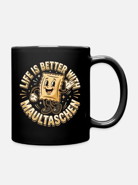 Maultaschen Retro Cartoon - Tasse einfarbig - Schwarz