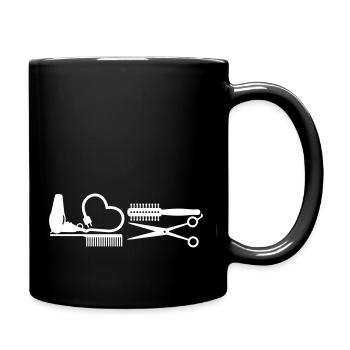 Friseur-Werkzeuge / Hair Stylist Tools (B 1c) - Tasse einfarbig - Schwarz - Rechts