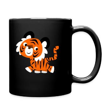 Cute Self-Confident Cartoon Tiger by Cheerful - Full Colour Mug - black - Right