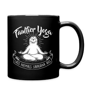 Faultier Yoga Meditation - Tasse einfarbig - Schwarz - Rechts