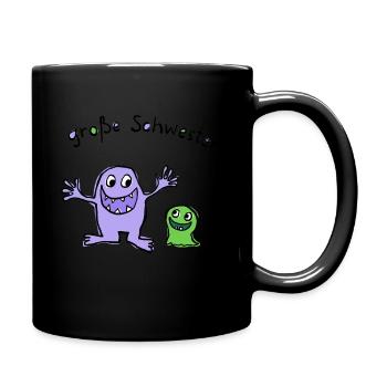 Große Schwester - Tasse einfarbig - Schwarz - Rechts
