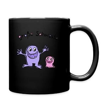 Große Schwester - Tasse einfarbig - Schwarz - Rechts