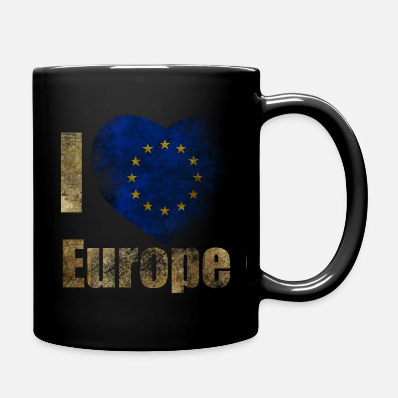 EUROPA Ich liebe Europa - Tasse einfarbig - Schwarz
