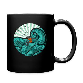 Surfer turquoise - Mug uni - noir - Droite