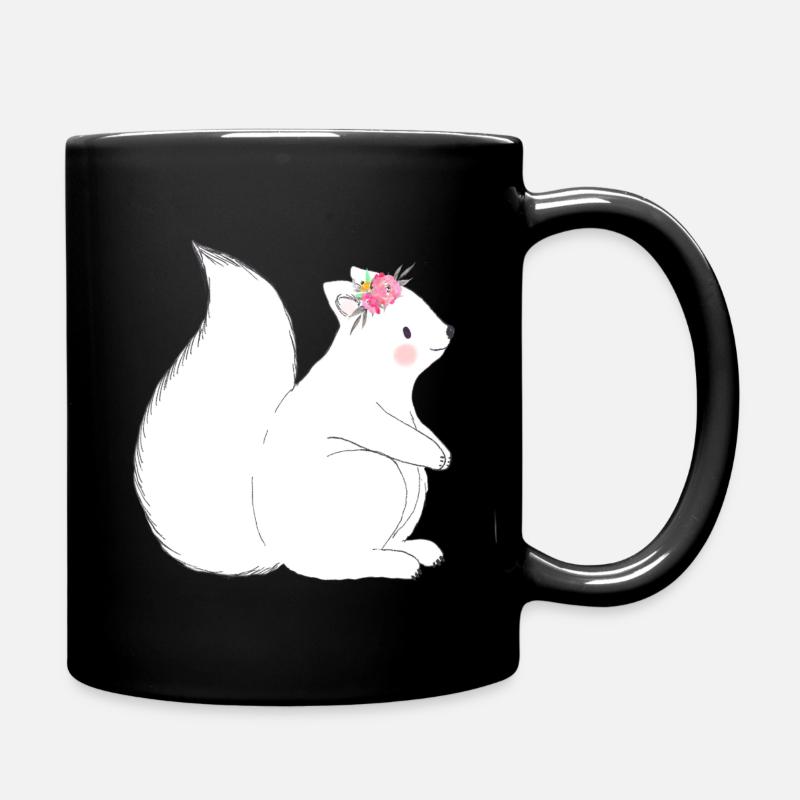 Eichhörnchen Blumen - Tasse einfarbig - Schwarz
