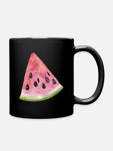 Wassermelone Melone - Tasse einfarbig - Schwarz