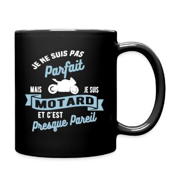 Nicht perfekt, aber ich bin ein Biker - Tasse einfarbig - Schwarz - Rechts