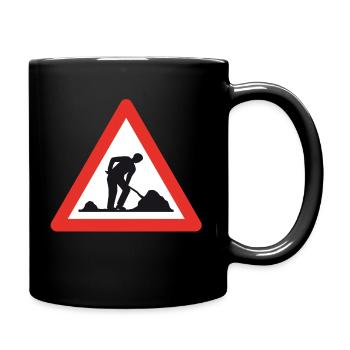 Achtung Baustelle! - Tasse einfarbig - Schwarz - Rechts