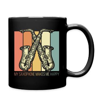 Saxophon Jazz Band - Tasse einfarbig - Schwarz - Rechts