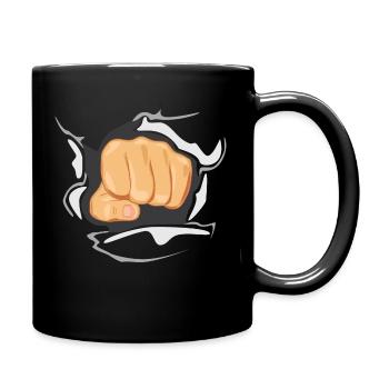 Fist through the wall - Full Colour Mug - black - Right