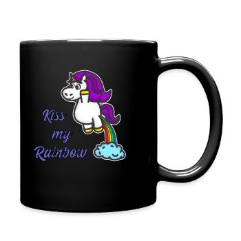 Einhorn Kiss My Rainbow - Tasse einfarbig - Schwarz - Rechts