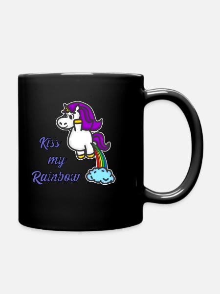 Licorne Kiss My Rainbow - Mug uni - noir