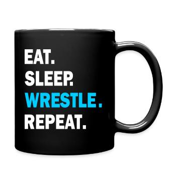 Eat Sleep Wrestle Repeat 1- Wrestling, Wrestle - Tasse einfarbig - Schwarz - Rechts