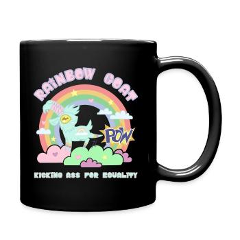 POW! Rainbow Goat Kicking Ass for Equality - Full Colour Mug - black - Right