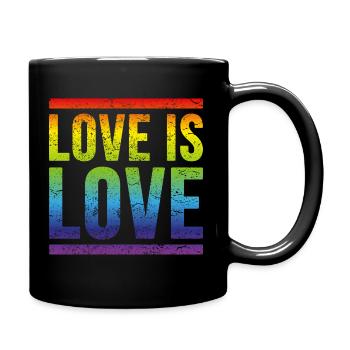 Love is Love LBGT Homo Gay Pride Rainbow - Full Colour Mug - black - Right