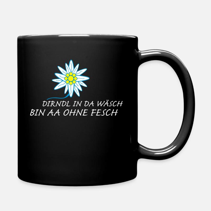 Dirndl mit Edelweiss - Tasse einfarbig - Schwarz