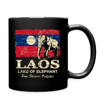 Elephant - Laos - Vintage Look - Mug uni - noir - Droite