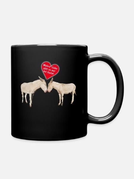 Wahre Esel Liebe - Tasse einfarbig - Schwarz
