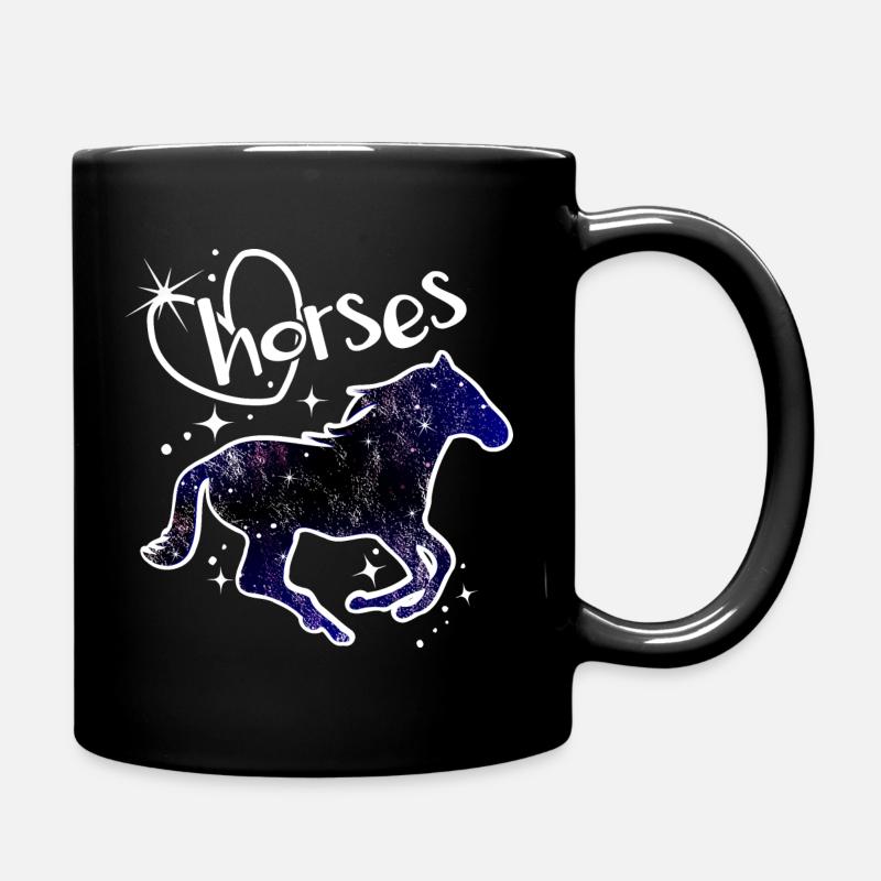 Pferde Galaxy Ich liebe Pferd Motiv mit Sternen - Tasse einfarbig - Schwarz