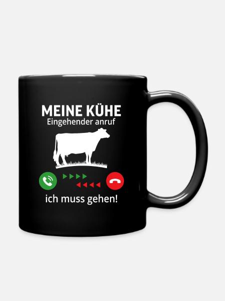 meine kühe eingehender anruf ...ich muss gehen! - Tasse einfarbig - Schwarz