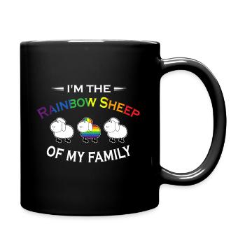 I'm the Rainbow Sheep of my Family LGBT GAY Queer - Full Colour Mug - black - Right