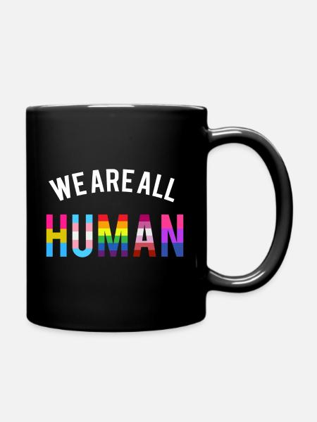 We are all Human LGBT GAY QUEER TRANSGENDER FLAGGE - Full Colour Mug - black