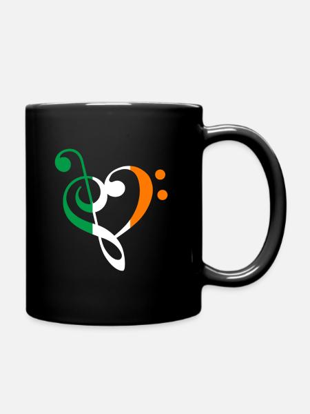 Ireland music notes in heart shape - Full Colour Mug - black