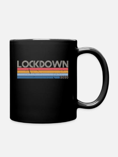 Vintage Lockdown Social Distancing 2020 - Full Colour Mug - black
