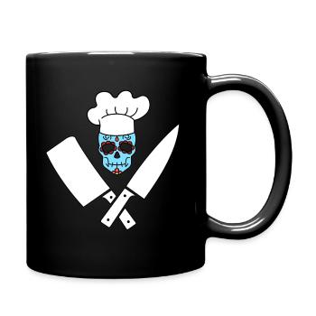 Couteau de cuisinier tête de mort gril Dia de Muertos - Mug uni - noir - Droite