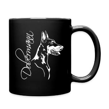DOBERMANN Hundeportrait Wilsigns Hund Hunde - Tasse einfarbig - Schwarz - Rechts