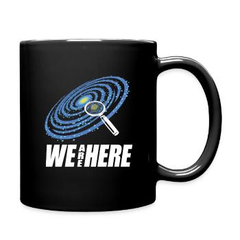 We Are Here | Astronomy telescope gift - Full Colour Mug - black - Right