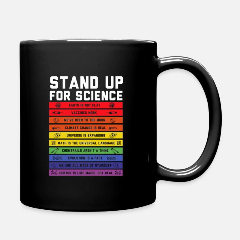 Flat Earth Flache Erde Stand Up For Science - Tasse einfarbig - Schwarz