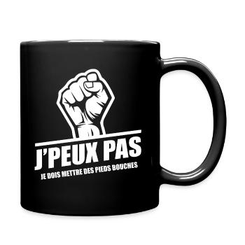 J'peux pas je dois mettre des pieds bouches baston - Mug uni - noir - Droite