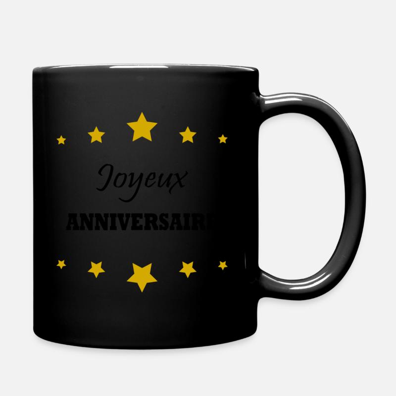 Joyeux anniversaire - étoiles or - Mug uni - noir
