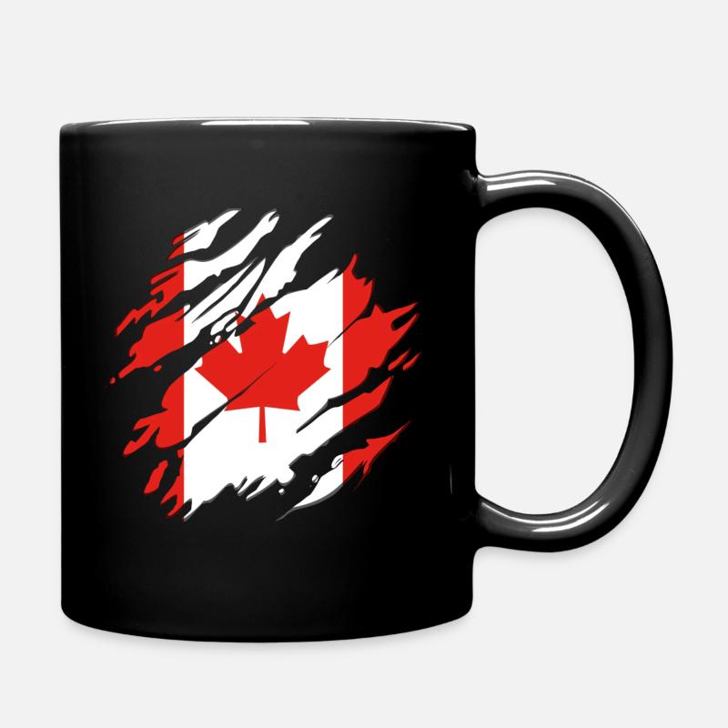 Drapeau canada feuille d'érable feuille d'érable fissures - Mug uni - noir