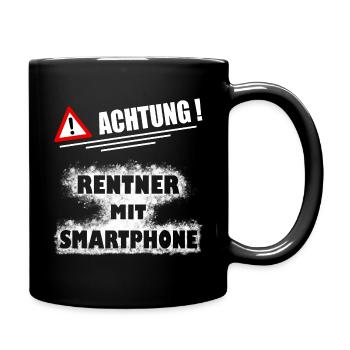 lustig Ruhestand Handy Geschenk Rentner Opa - Tasse einfarbig - Schwarz - Rechts