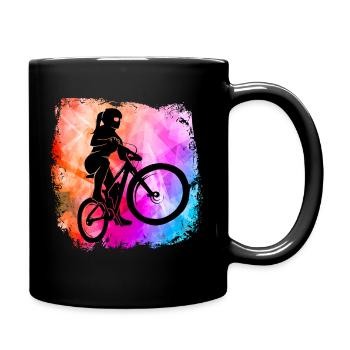 Mountainbikerin Mädchen coole Farben MTB Fahrrad - Tasse einfarbig - Schwarz - Rechts