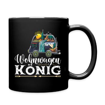 Wohnwagen König Camper Papa Camping - Tasse einfarbig - Schwarz - Rechts