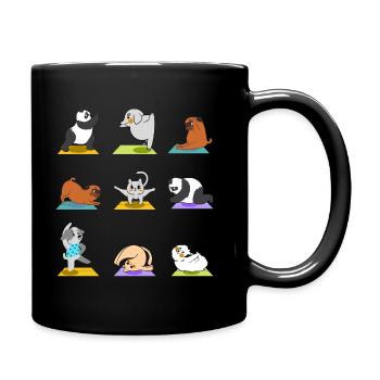 süße Tiere auf der Matte. Fitness Yoga Pilates :) - Tasse einfarbig - Schwarz - Rechts